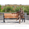 Garten Dekoration im Freien Bronze Statuen Mann sitzt auf Bank